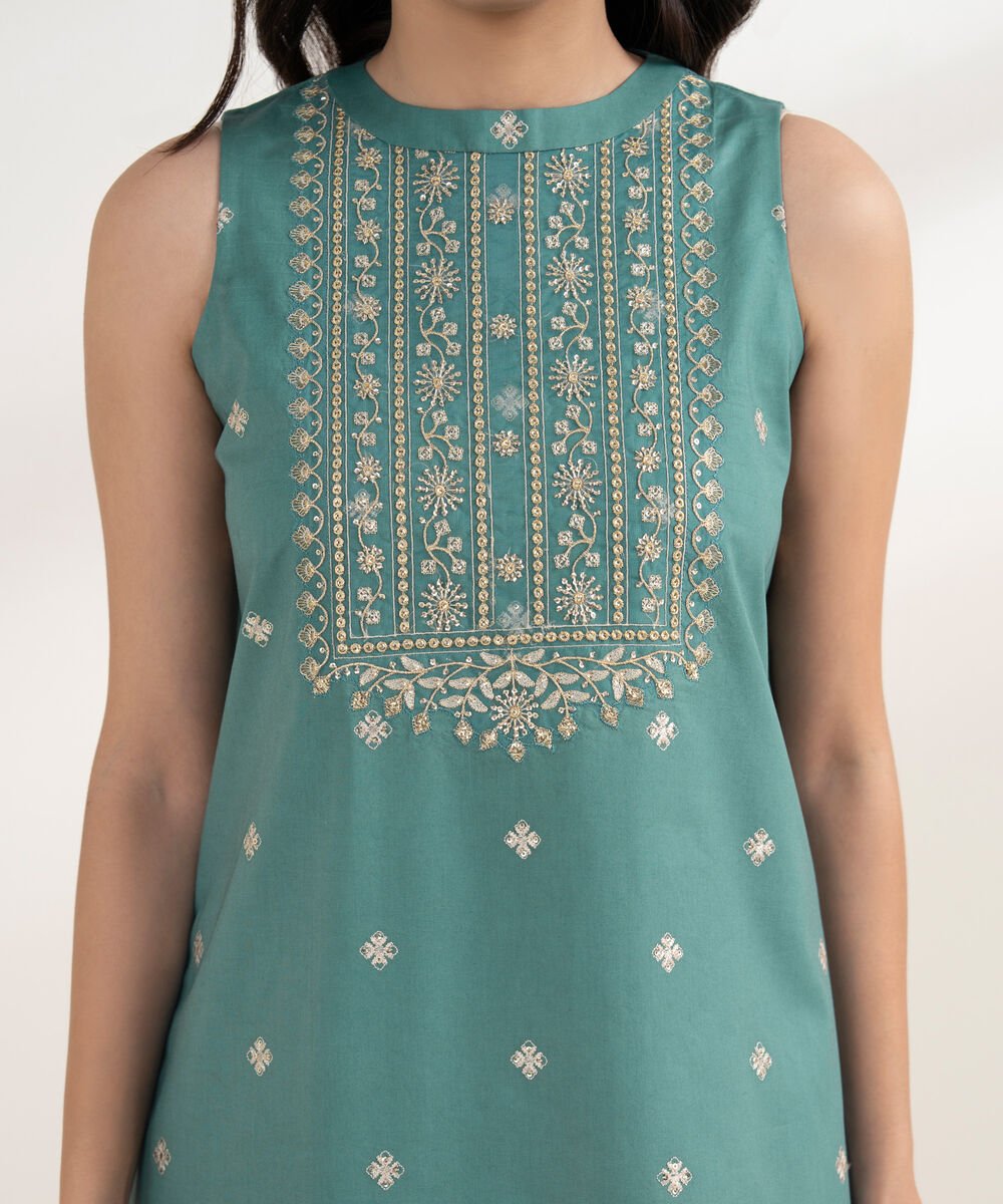 3 Piece - Embroidered Cotton Suit