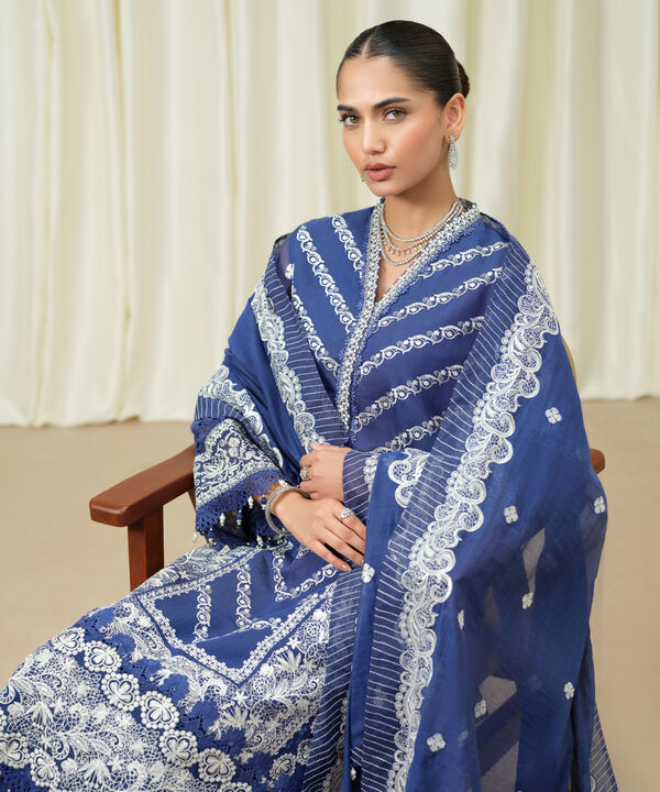 3 Piece - Embroidered Muslin Suit
