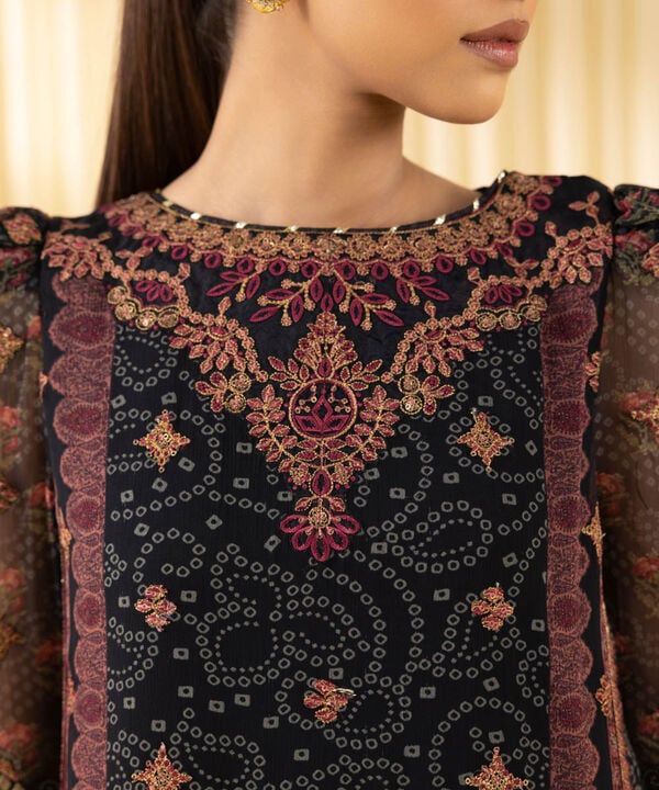 3 Piece - Embroidered Chiffon Suit (Unstitched)