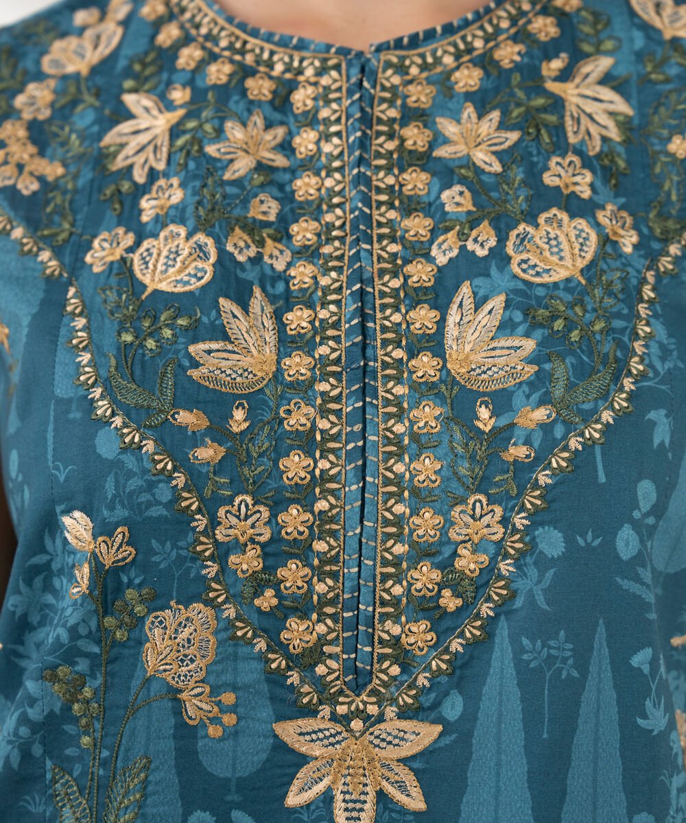 3 Piece - Embroidered Cotton Suit