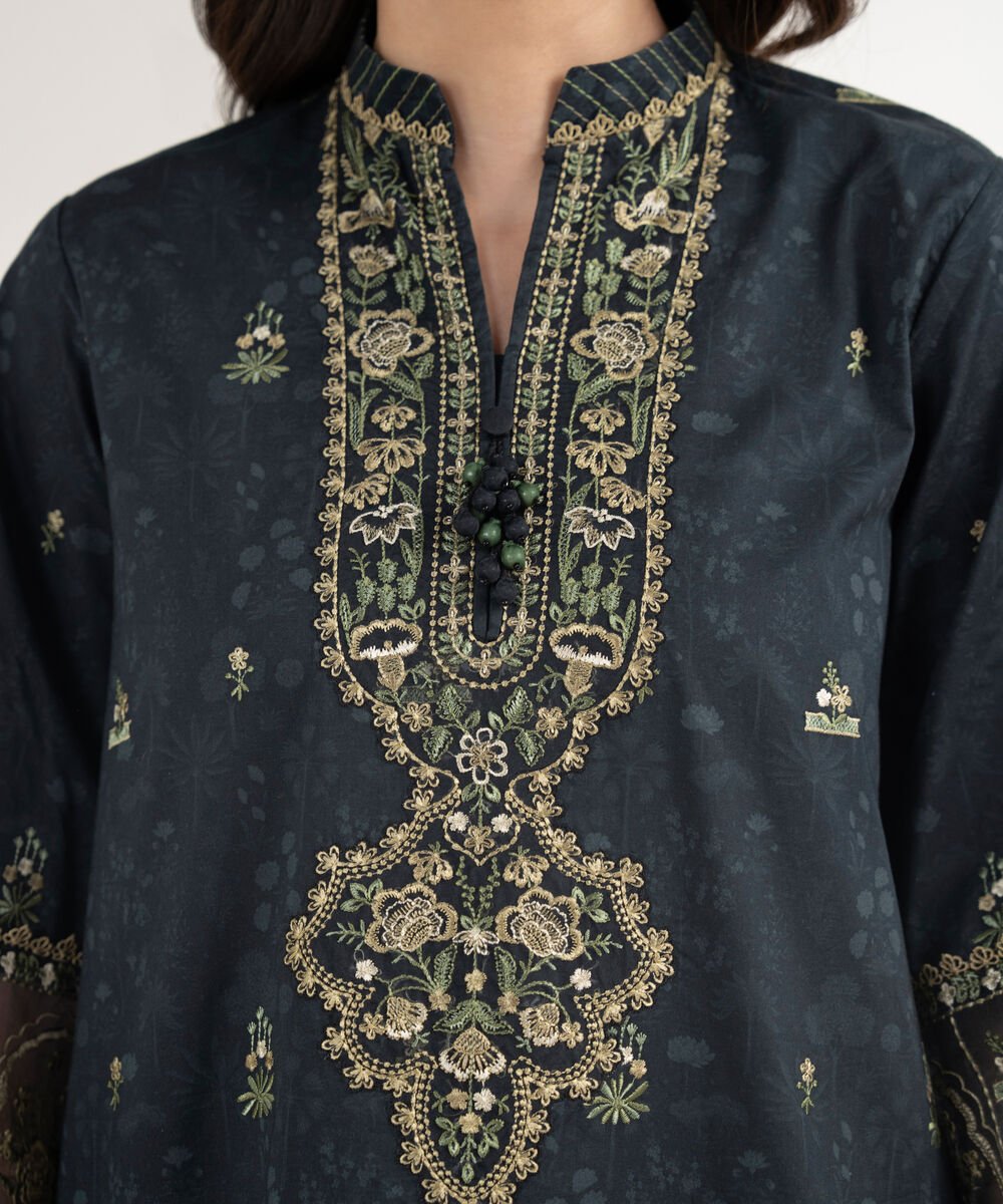3 Piece - Embroidered Cotton Suit