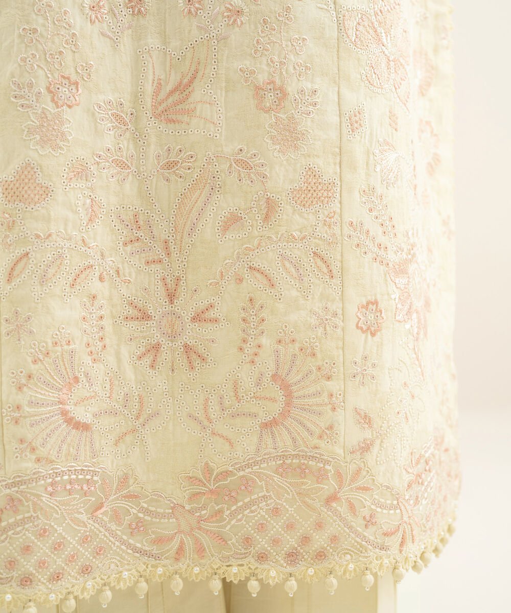 3 Piece - Embroidered Cotton Jacquard Suit