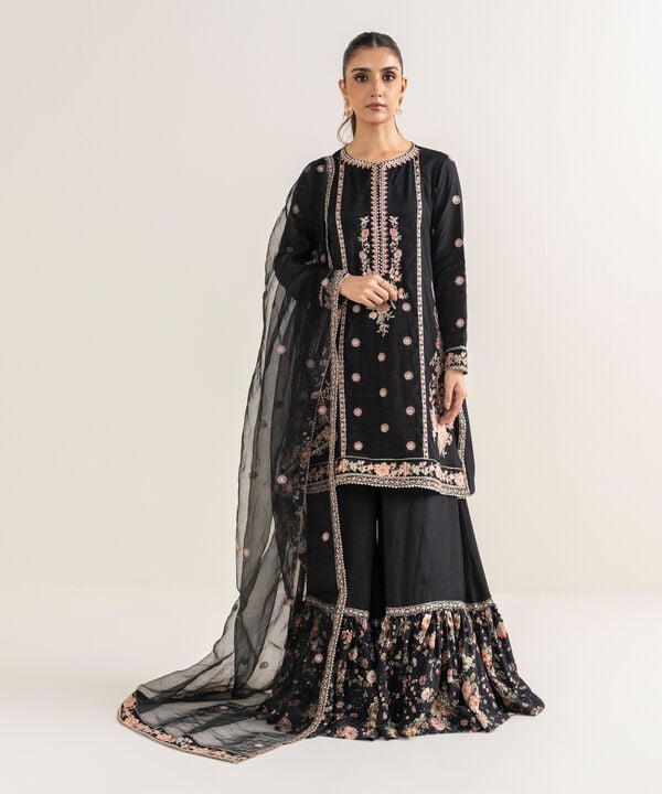 Embroidered Raw Silk Shirt