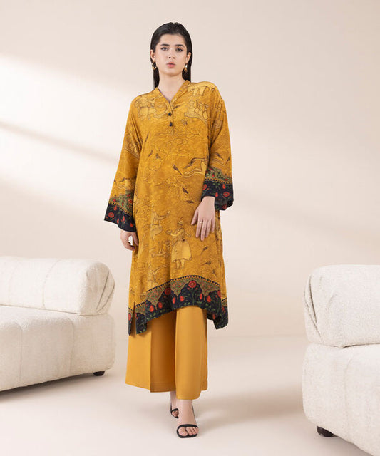 2 Piece - Printed Silk Suit (Stitched)