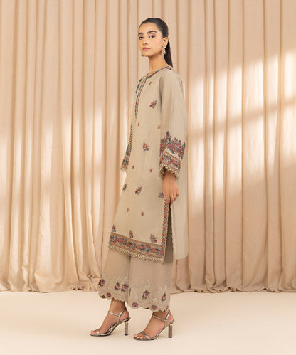 3 Piece - Embroidered Cotton Net Suit
