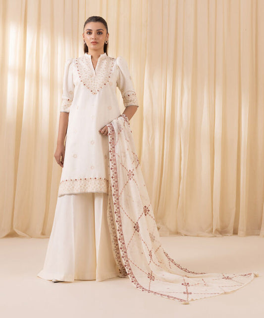 3 Piece - Embroidered Karandi Suit