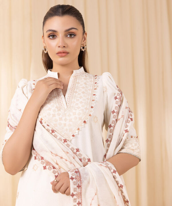 3 Piece - Embroidered Karandi Suit