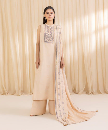3 Piece - Embroidered Karandi Suit