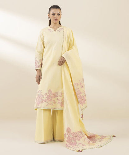 3 Piece - Jacquard Suit (Unstitched)