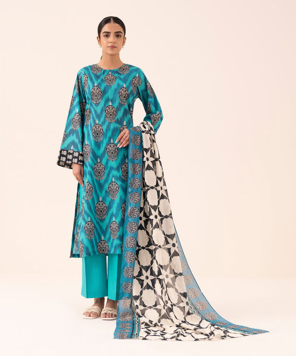 3 Piece - Printed Cotton Suit