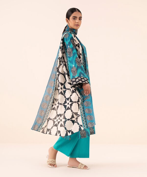 3 Piece - Printed Cotton Suit