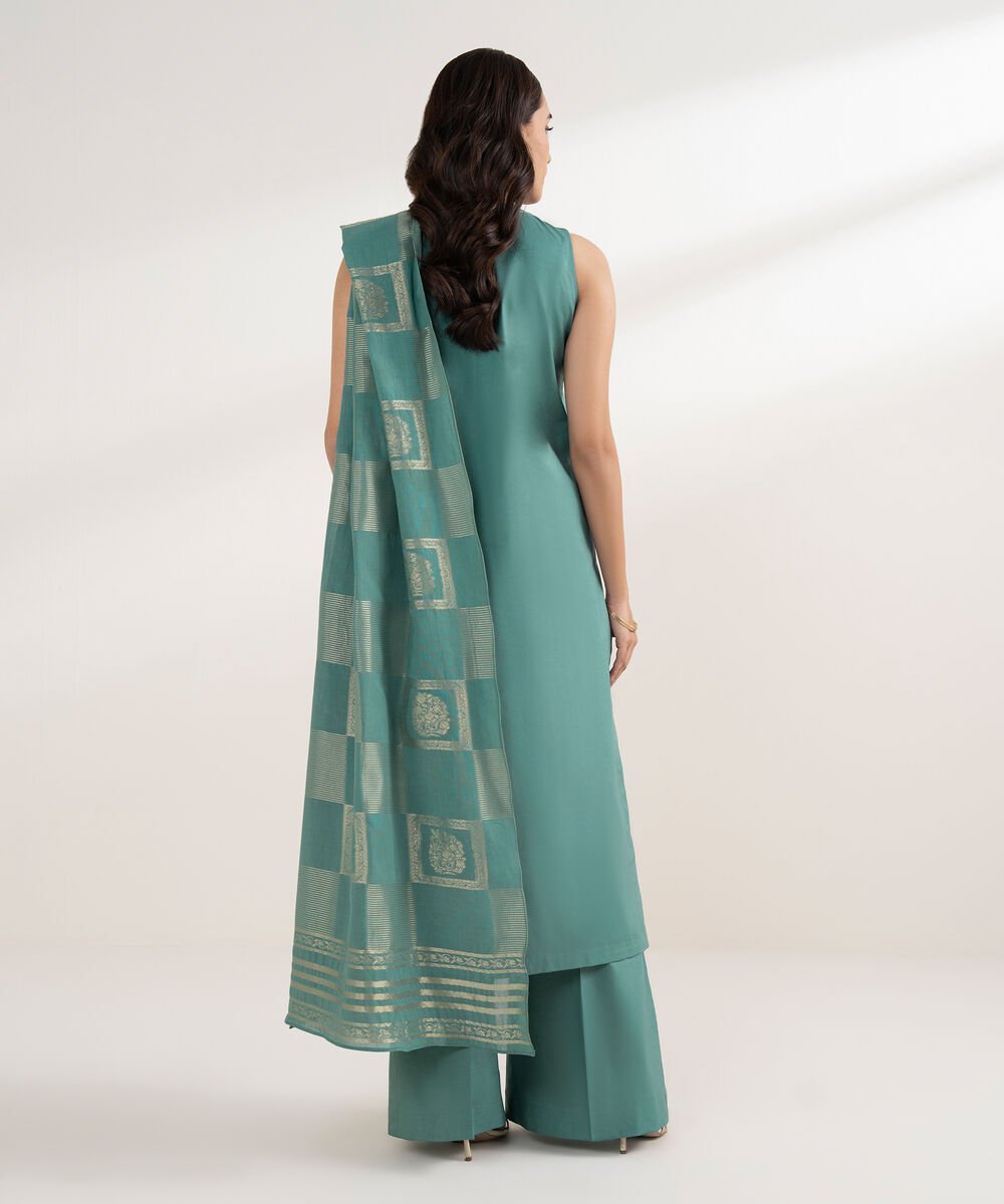 3 Piece - Embroidered Cotton Suit