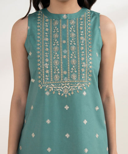 3 Piece - Embroidered Cotton Suit
