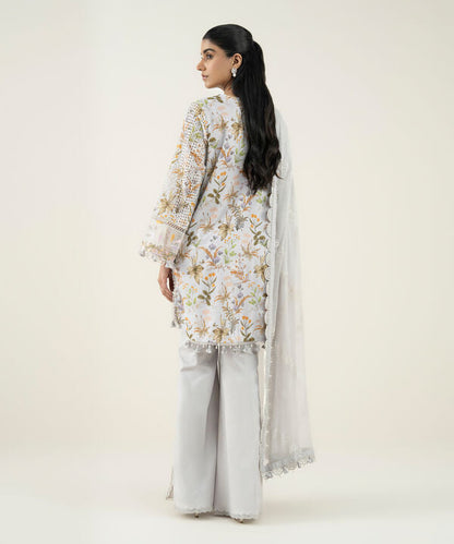 3 Piece -  Embroidered Cotton Suit