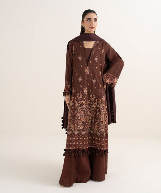 3 Piece - Embroidered Twill Suit