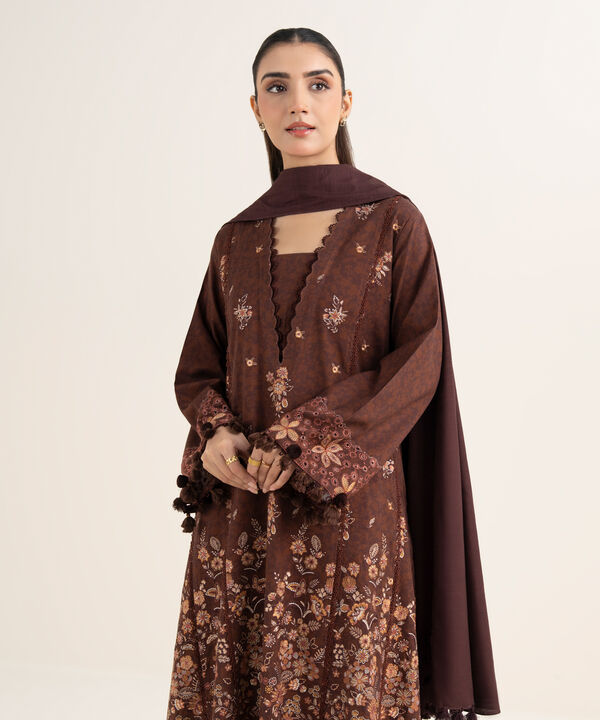 3 Piece - Embroidered Twill Suit