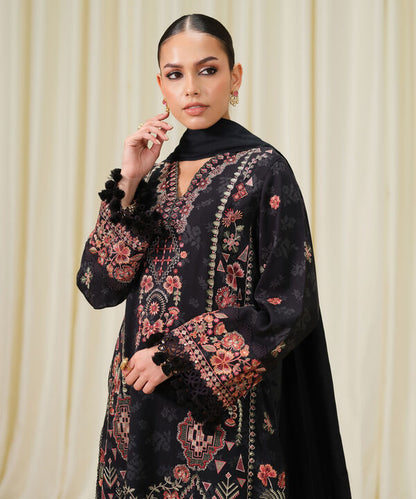 3 Piece - Embroidered Twill Suit