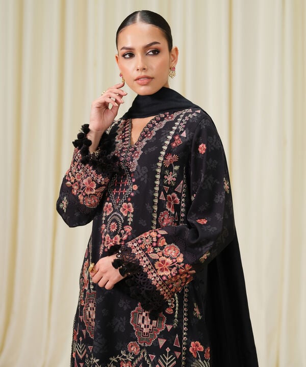 3 Piece - Embroidered Twill Suit