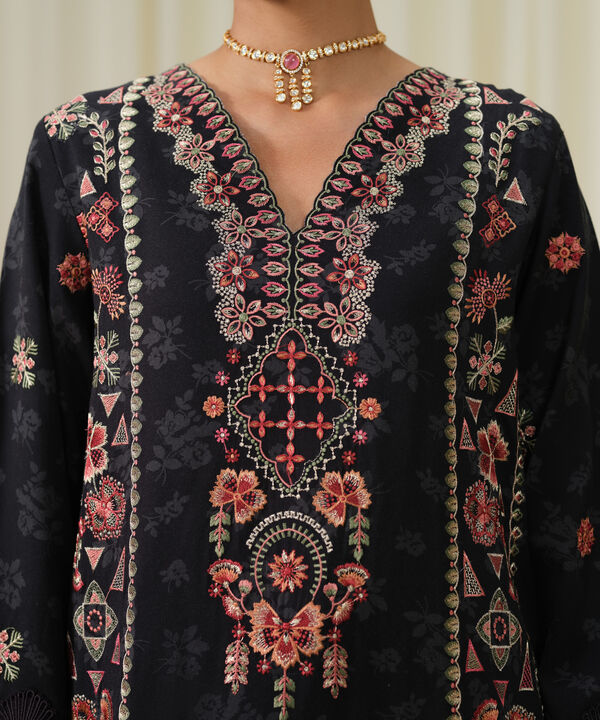 3 Piece - Embroidered Twill Suit