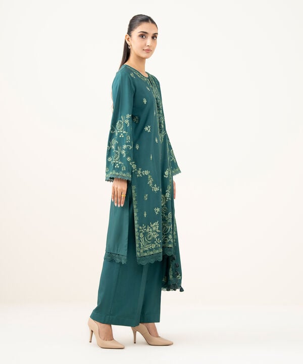 3 Piece - Embroidered Linen Suit