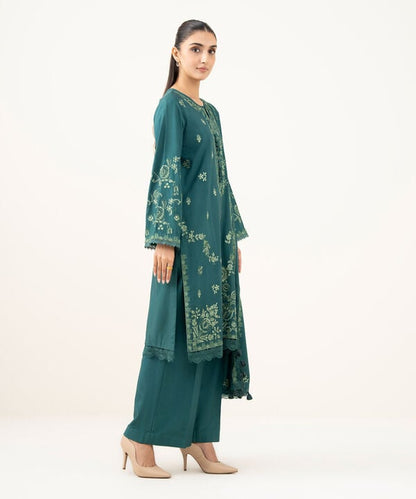 3 Piece - Embroidered Linen Suit