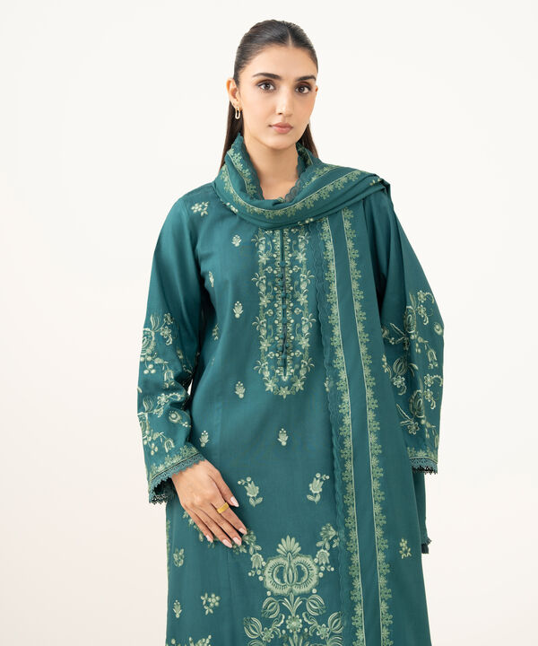 3 Piece - Embroidered Linen Suit