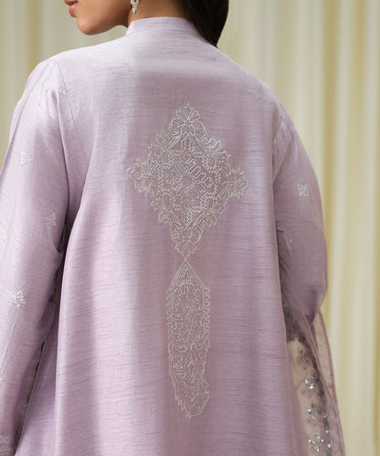 3 Piece - Embroidered Raw Silk Suit
