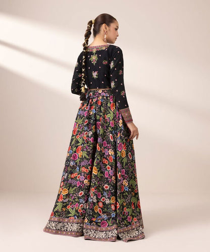 Embroidered Raw Silk Lehenga Set (Stitched)