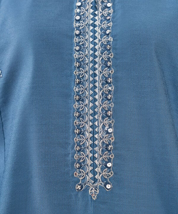 3 Piece - Embroidered Cotton Net Suit