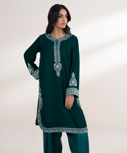 2 Piece - Embroidered Velvet Suit