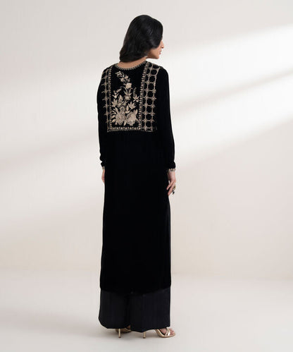 2 Piece - Embroidered Velvet Suit