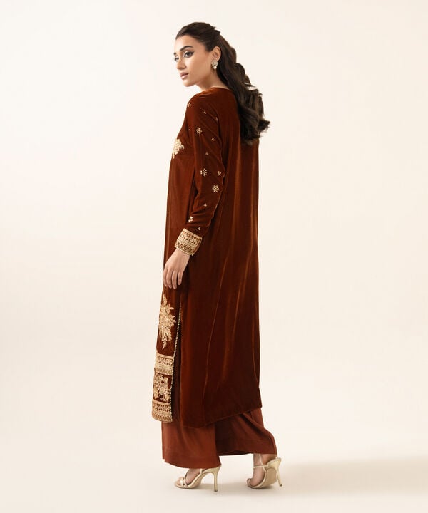 2 Piece - Embroidered Velvet Suit