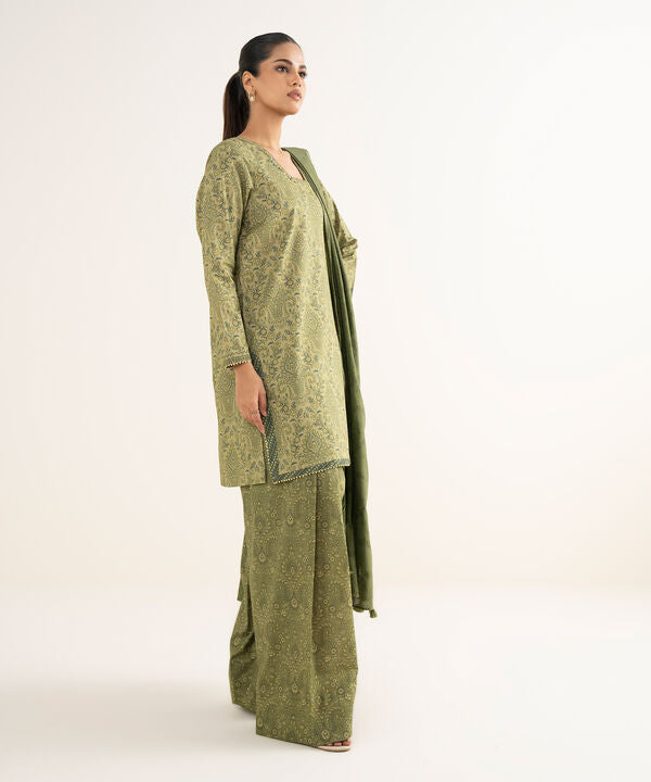 3 Piece - Embroidered Crosshatch Suit
