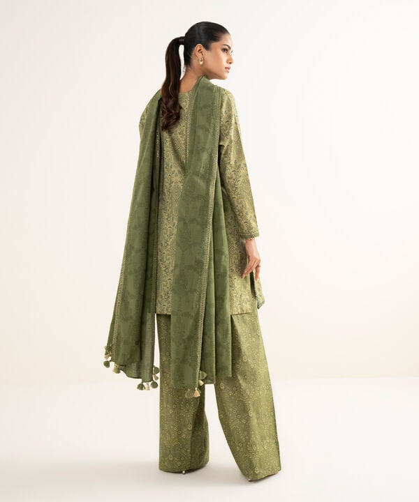 3 Piece - Embroidered Crosshatch Suit