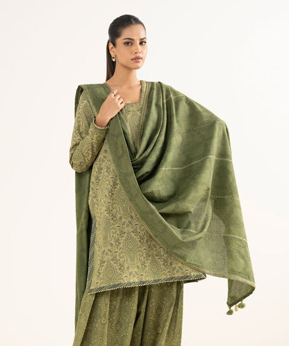 3 Piece - Embroidered Crosshatch Suit
