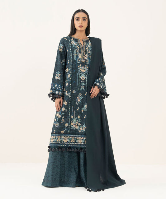 3 Piece - Embroidered Twill Suit