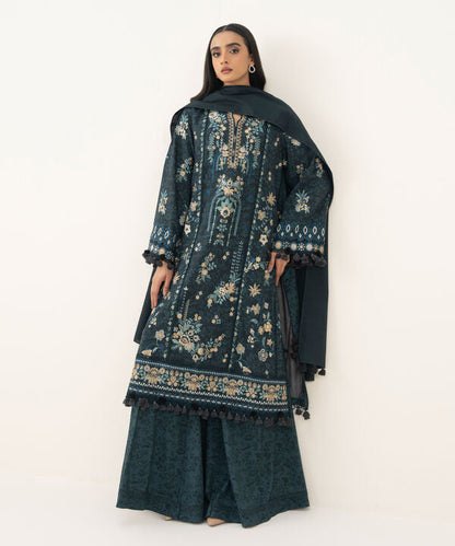 3 Piece - Embroidered Twill Suit