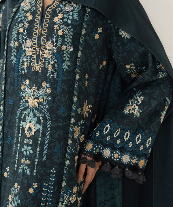3 Piece - Embroidered Twill Suit