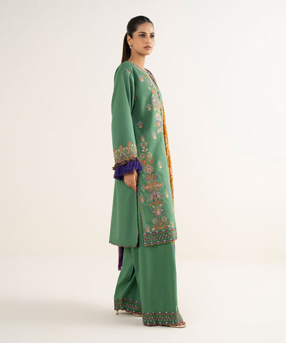 3 Piece - Embroidered Twill Suit