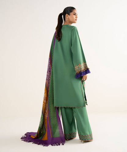 3 Piece - Embroidered Twill Suit