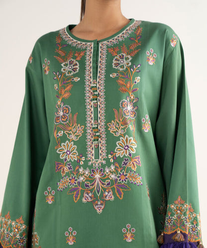 3 Piece - Embroidered Twill Suit