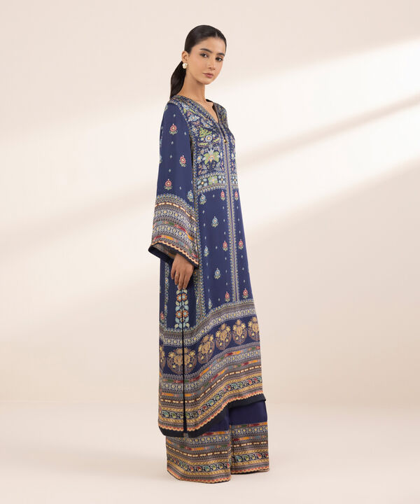 2 Piece - Embellished Silk Suit (Stitched)