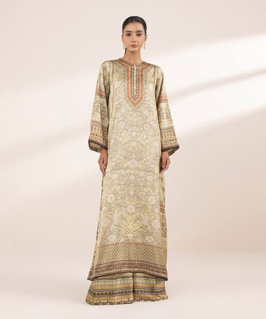 2 Piece - Embellished Silk Suit (Stitched)