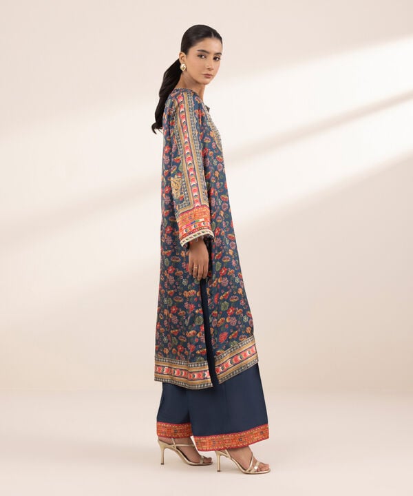 2 Piece - Embellished Silk Suit (Stitched)