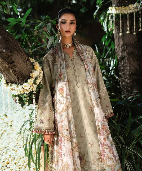 3 Piece - Embroidered Cotton Jacquard Suit (Unstitched)