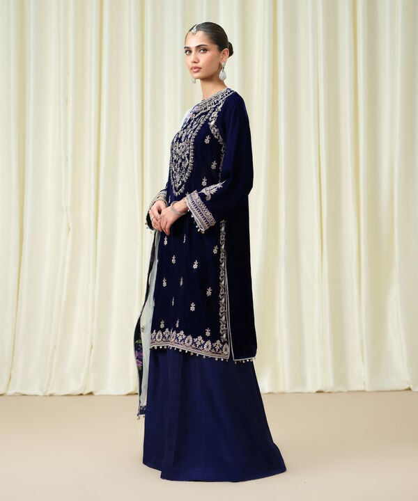 3 Piece - Embroidered Velvet Suit