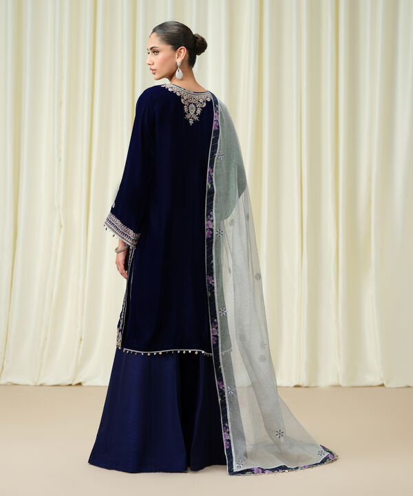3 Piece - Embroidered Velvet Suit
