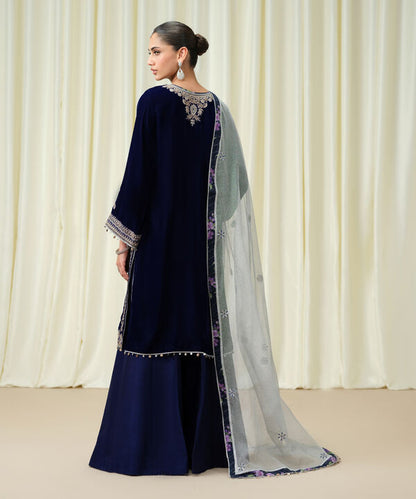 3 Piece - Embroidered Velvet Suit