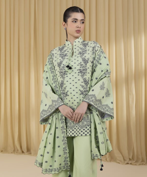 3 Piece - Embroidered Jacquard Suit (Unstitched)