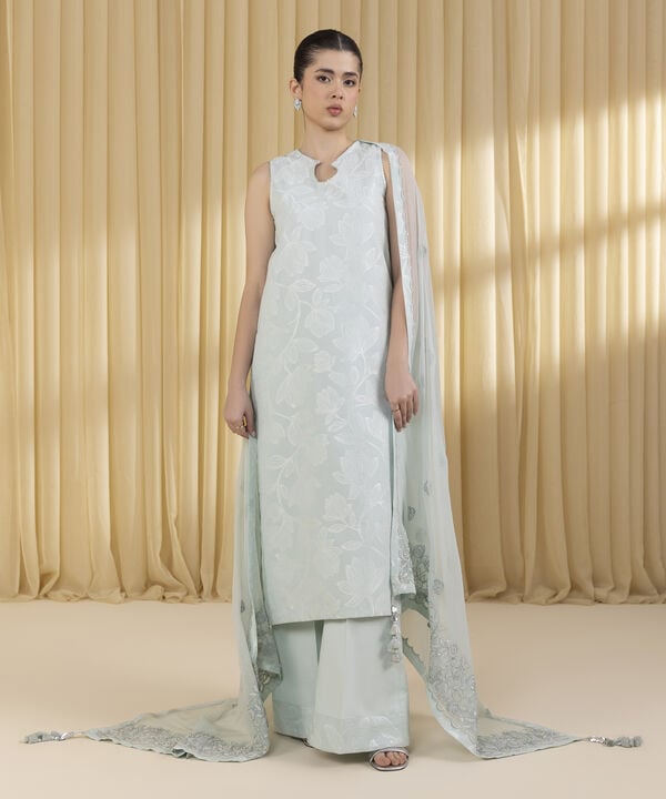 3 Piece - Embroidered Jacquard Suit (Unstitched)